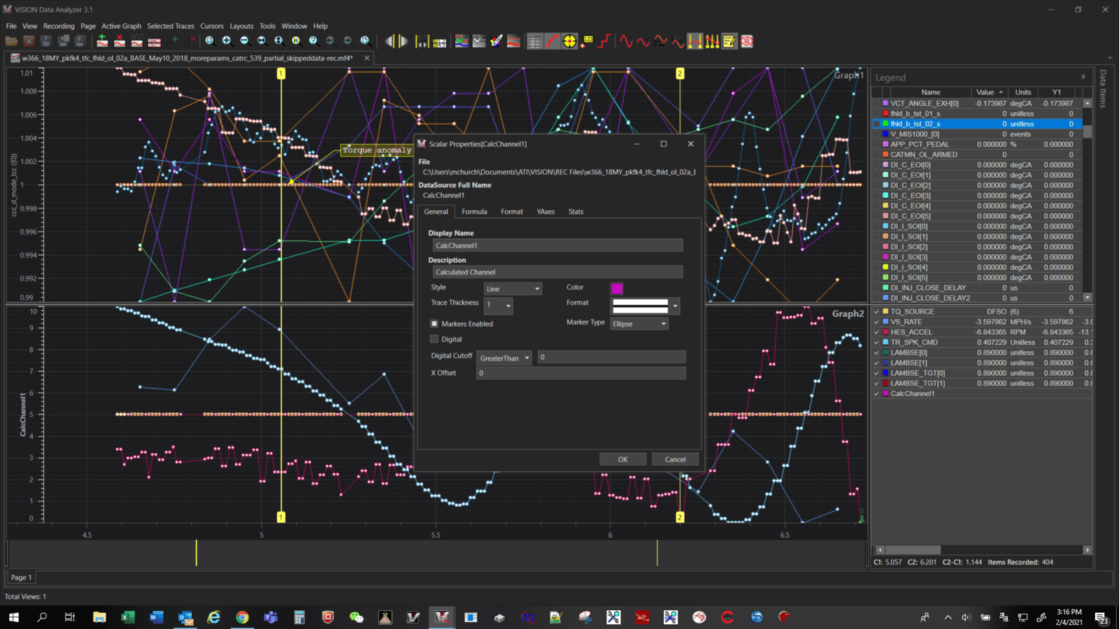 Calculated Channels