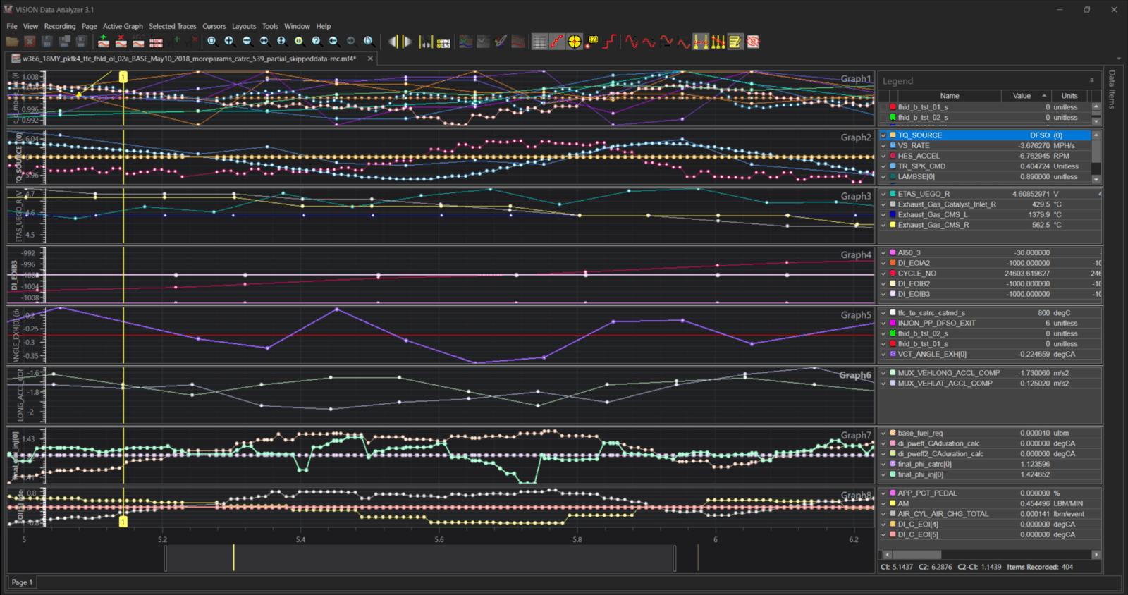 VISION Data Analyzer Multiple Independent Graphs